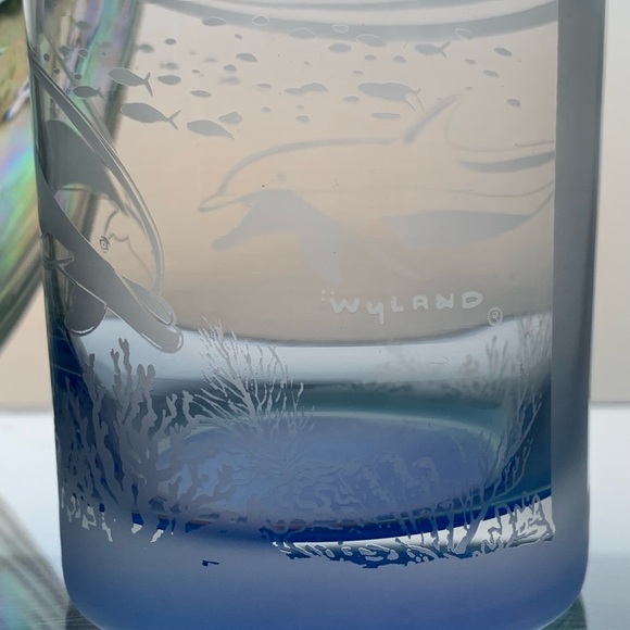 Robert Wyland Rare 90s Whale & Dolphin (6) Glass Cups - Picture 5 of 13